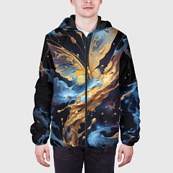 Куртка с капюшоном мужская Бабочка краски узор, цвет: 3D-черный — фото 2