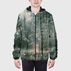 Куртка с капюшоном мужская Тени деревьев и краски, цвет: 3D-черный — фото 2