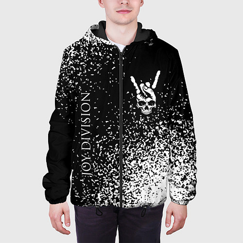Мужская куртка Joy Division и рок символ на темном фоне / 3D-Черный – фото 3