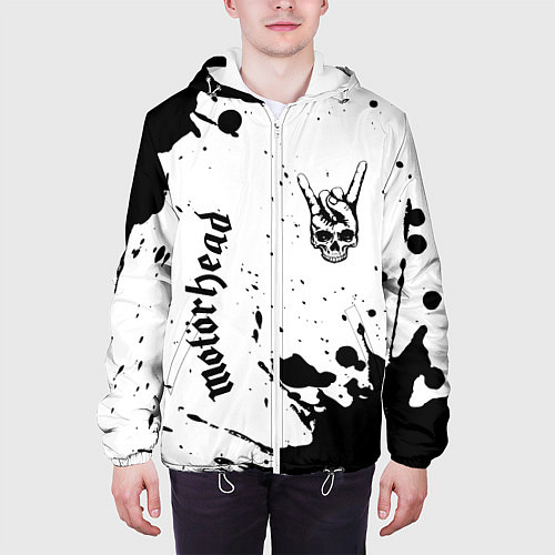 Мужская куртка Motorhead и рок символ на светлом фоне / 3D-Белый – фото 3