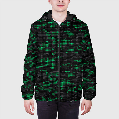 Мужская куртка Точечный камуфляжный узор Spot camouflage pattern / 3D-Черный – фото 3