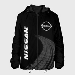 Мужская куртка Nissan speed на темном фоне со следами шин: надпис
