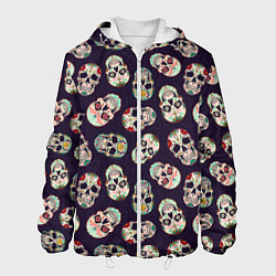 Куртка с капюшоном мужская Узор с черепами Pattern with skulls, цвет: 3D-белый