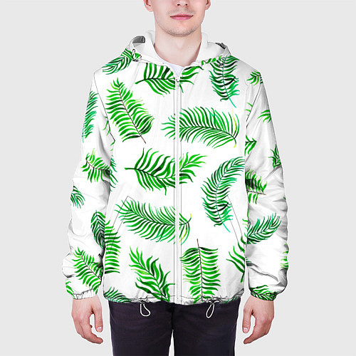 Мужская куртка Лесной папоротник нарисованный акварелью / 3D-Белый – фото 3