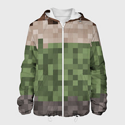 Куртка с капюшоном мужская Пиксельная текстура, цвет: 3D-белый