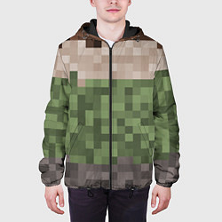 Куртка с капюшоном мужская Пиксельная текстура, цвет: 3D-черный — фото 2