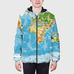Куртка с капюшоном мужская Атлас мира, цвет: 3D-черный — фото 2