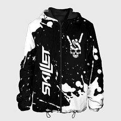 Куртка с капюшоном мужская Skillet и рок символ на темном фоне, цвет: 3D-черный