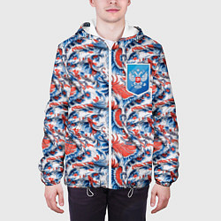 Куртка с капюшоном мужская Русские узоры и герб, цвет: 3D-белый — фото 2