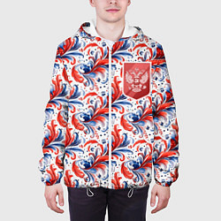 Куртка с капюшоном мужская Красный герб России, цвет: 3D-белый — фото 2
