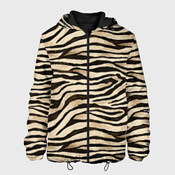 Куртка с капюшоном мужская Шкура зебры и белого тигра, цвет: 3D-черный