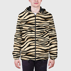 Куртка с капюшоном мужская Шкура зебры и белого тигра, цвет: 3D-черный — фото 2