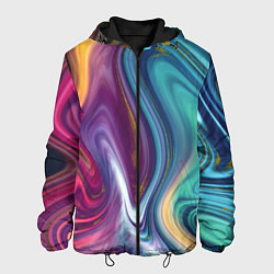 Куртка с капюшоном мужская Красочные волны, цвет: 3D-черный