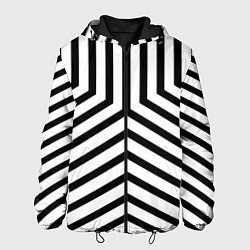 Куртка с капюшоном мужская Черно-белые полосы в узоре, цвет: 3D-черный