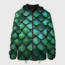 Куртка с капюшоном мужская Чешуя зелёного дракона, цвет: 3D-черный