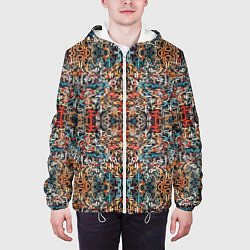 Куртка с капюшоном мужская Каллиграфический паттерн, цвет: 3D-белый — фото 2