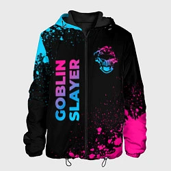 Куртка с капюшоном мужская Goblin Slayer - neon gradient: надпись, символ, цвет: 3D-черный