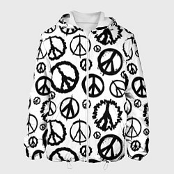 Куртка с капюшоном мужская Many peace logo, цвет: 3D-белый