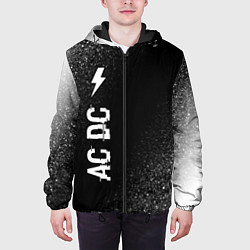 Куртка с капюшоном мужская AC DC glitch на темном фоне: по-вертикали, цвет: 3D-черный — фото 2