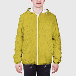 Куртка с капюшоном мужская Рябь - зеленовато-желтый и фиолетовый - узор Хуф и, цвет: 3D-белый — фото 2