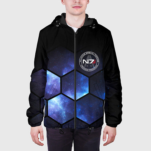 Мужская куртка Mass Effect - N7 - Космос / 3D-Черный – фото 3