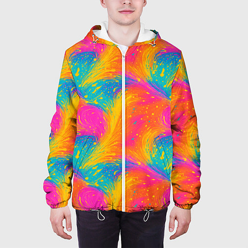 Мужская куртка Насыщенные яркие краски / 3D-Белый – фото 3