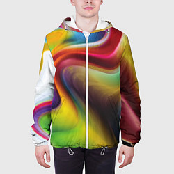 Куртка с капюшоном мужская Rainbow waves, цвет: 3D-белый — фото 2