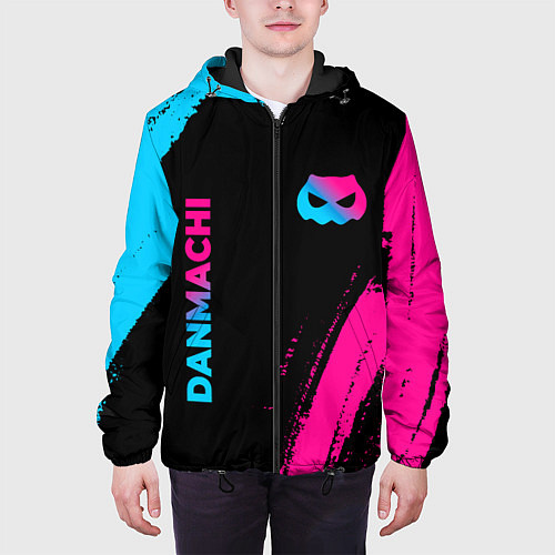 Мужская куртка DanMachi - neon gradient: надпись, символ / 3D-Черный – фото 3