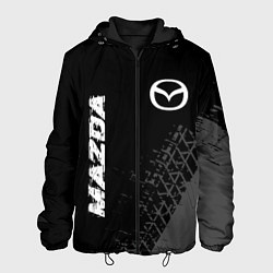 Куртка с капюшоном мужская Mazda speed на темном фоне со следами шин: надпись, цвет: 3D-черный