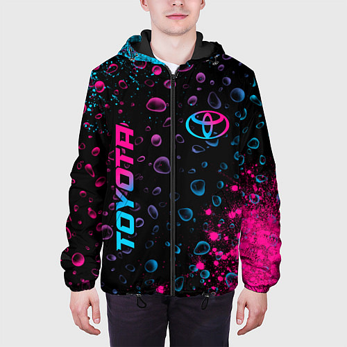 Мужская куртка Toyota - neon gradient: надпись, символ / 3D-Черный – фото 3