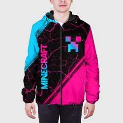 Куртка с капюшоном мужская Minecraft - neon gradient: надпись, символ, цвет: 3D-черный — фото 2