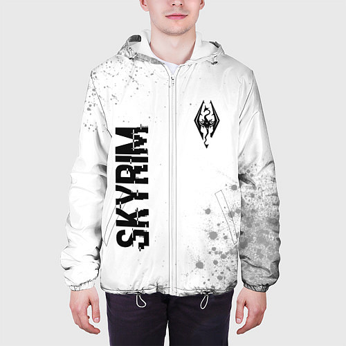 Мужская куртка Skyrim glitch на светлом фоне: надпись, символ / 3D-Белый – фото 3