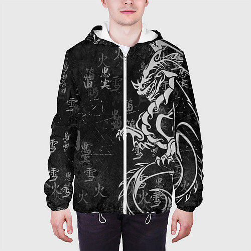 Мужская куртка White dragon - grunge / 3D-Белый – фото 3