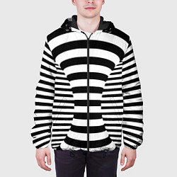 Куртка с капюшоном мужская Черно-белая иллюзия, цвет: 3D-черный — фото 2