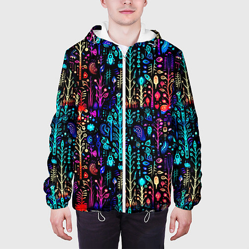 Мужская куртка Флуоресцентные Цветы / 3D-Белый – фото 3