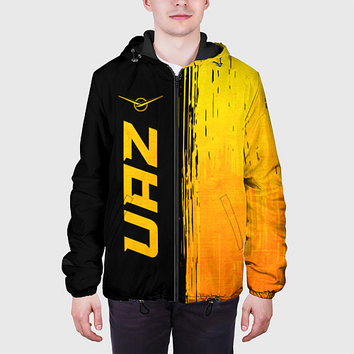 Мужская куртка UAZ - gold gradient: по-вертикали / 3D-Черный – фото 3