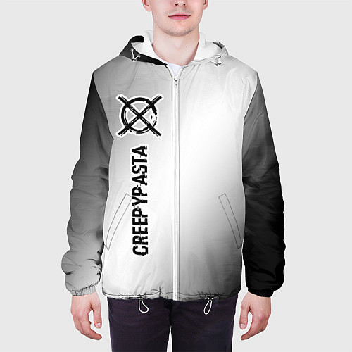 Мужская куртка CreepyPasta glitch на светлом фоне: по-вертикали / 3D-Белый – фото 3