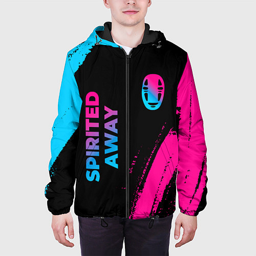 Мужская куртка Spirited Away - neon gradient: надпись, символ / 3D-Черный – фото 3