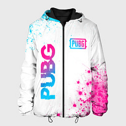 Куртка с капюшоном мужская PUBG neon gradient style: надпись, символ, цвет: 3D-черный