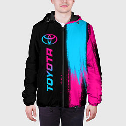 Куртка с капюшоном мужская Toyota - neon gradient: по-вертикали, цвет: 3D-черный — фото 2