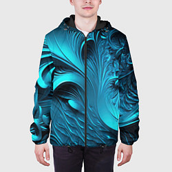 Куртка с капюшоном мужская Неоновые объемные узоры, цвет: 3D-черный — фото 2