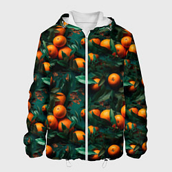 Куртка с капюшоном мужская Яркие апельсины, цвет: 3D-белый