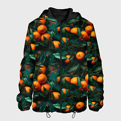 Куртка с капюшоном мужская Яркие апельсины, цвет: 3D-черный