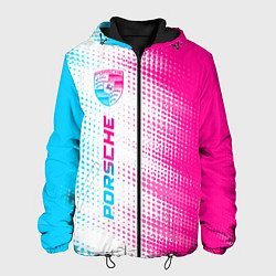 Куртка с капюшоном мужская Porsche neon gradient style: по-вертикали, цвет: 3D-черный