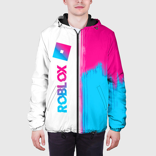 Мужская куртка Roblox neon gradient style: по-вертикали / 3D-Черный – фото 3