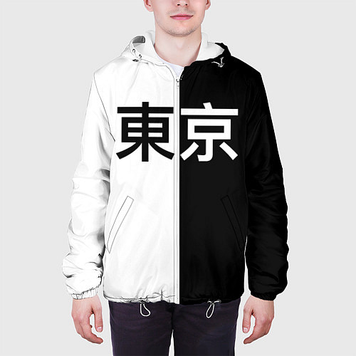 Мужская куртка Tokyo - Иероглифы / 3D-Белый – фото 3