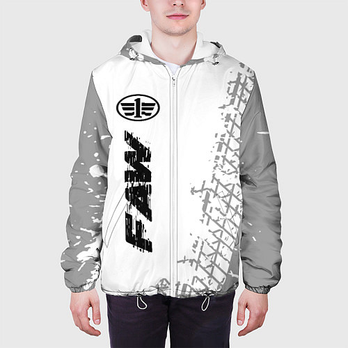 Мужская куртка FAW speed на светлом фоне со следами шин: по-верти / 3D-Белый – фото 3
