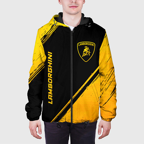 Мужская куртка Lamborghini - gold gradient: надпись, символ / 3D-Черный – фото 3