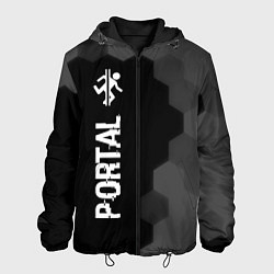 Куртка с капюшоном мужская Portal glitch на темном фоне: по-вертикали, цвет: 3D-черный