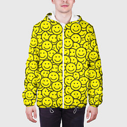 Куртка с капюшоном мужская Счастливые смайлики, цвет: 3D-белый — фото 2
